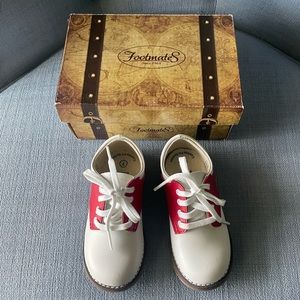 Footmates red and white saddle shoes. Size 7. Worn once. Brand new condition.